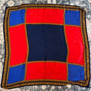 Vintage Echo Red and Blue Geometric Silk Scarf